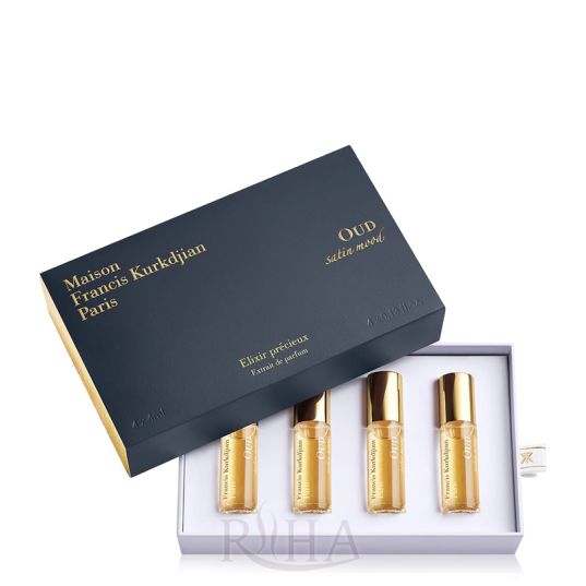 sample giftset Oud Satin Mood Elixir Precieux Extrait de Parfum for Women and Men 4pcs Maison Francis Kurkdjian