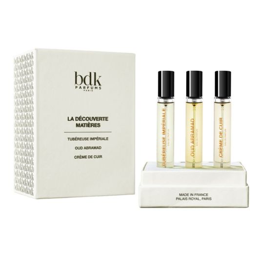 sample giftset La Decouverte Matieres for Women and Men 3pcs BDK Parfums