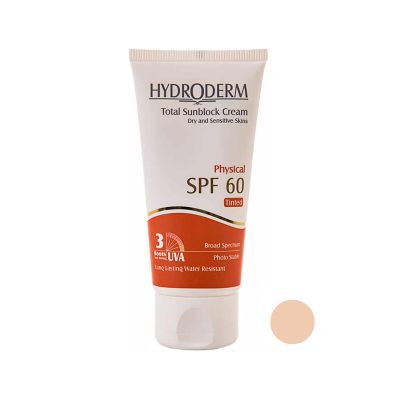 کرم ضد آفتاب ضد حساسیت تینتد فیزیکال SPF 60 هیدرودرم