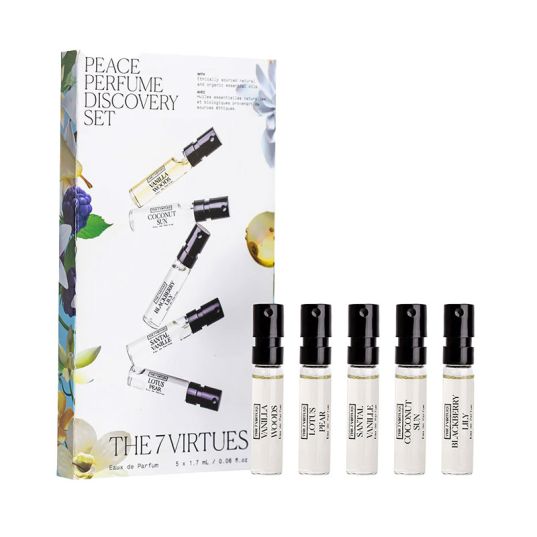 sample giftset peace perfume discovery set for Women and Men 5 pcs The 7 Virtues